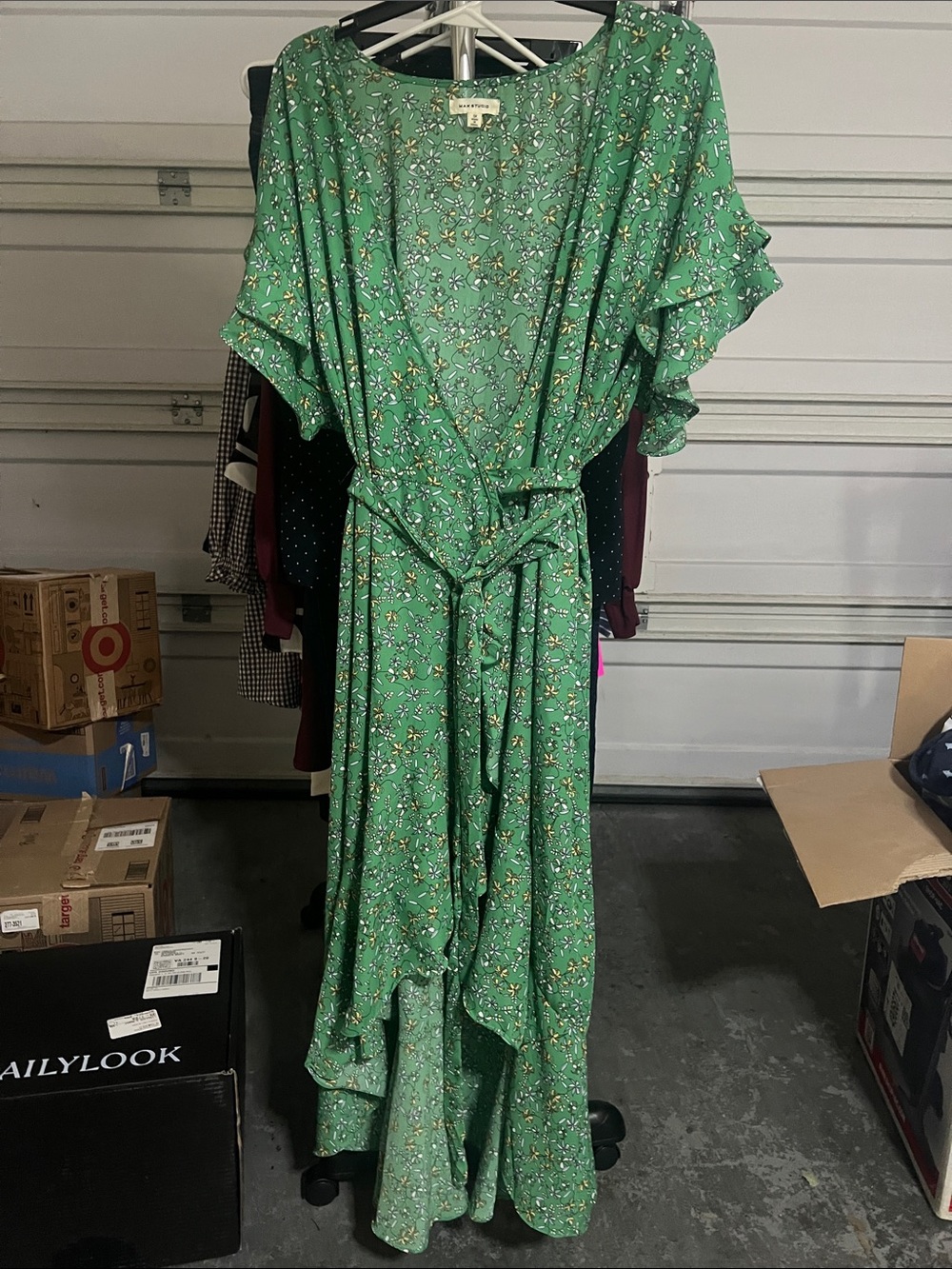 Green floral maxi dress